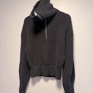 Athleta Women's Black Fisherman Ribbed Cotton Blend Large